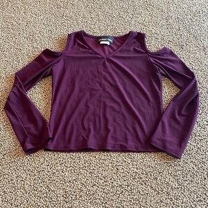 Cold Shoulder V Neck Shirt